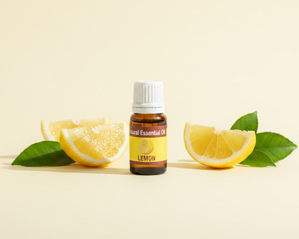 Lemon essential oil 10ml amber glass bottle