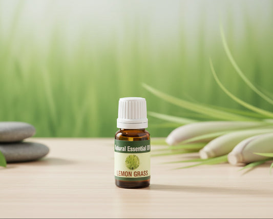 Lemongrass essential oil 10ml amber glass bottle