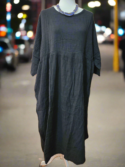 Midnight Muse Cotton Linen Dress