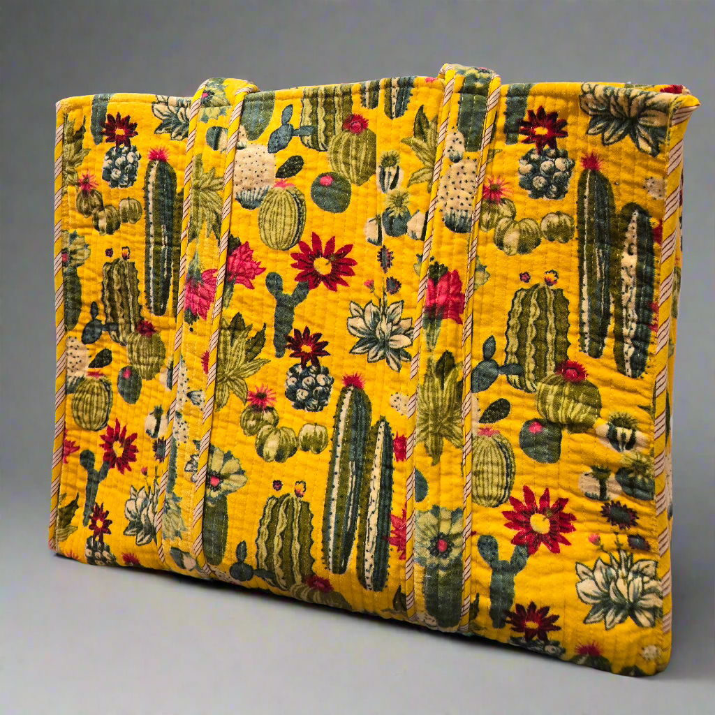 Desert Sun Cacti Velvet Tote Bag