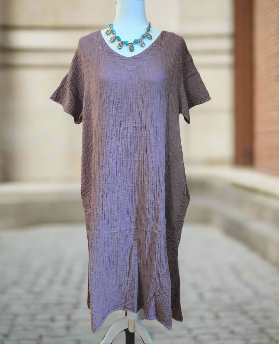 Lavender Mist Cotton Linen Dress