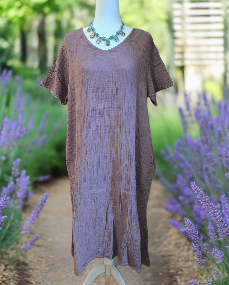 Lavender Mist Cotton Linen Dress