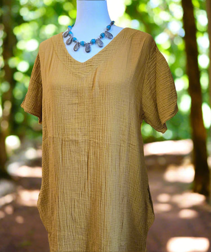 Sunlit Sienna Cotton Linen Dress