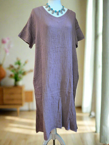 Lavender Mist Cotton Linen Dress