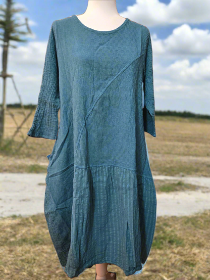 Ocean Serenity Cotton Linen Dress