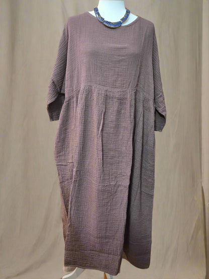 Misty Mauve Cotton Linen Dress