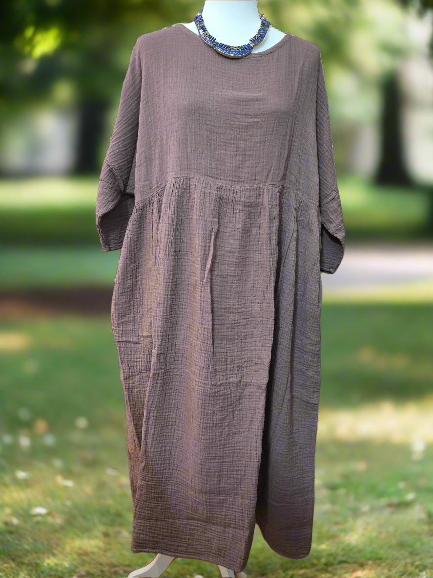 Misty Mauve Cotton Linen Dress