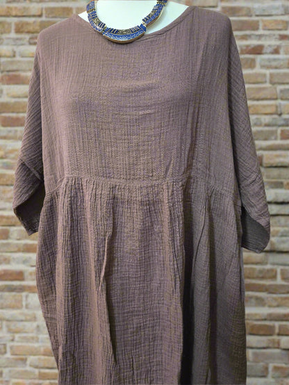 Misty Mauve Cotton Linen Dress