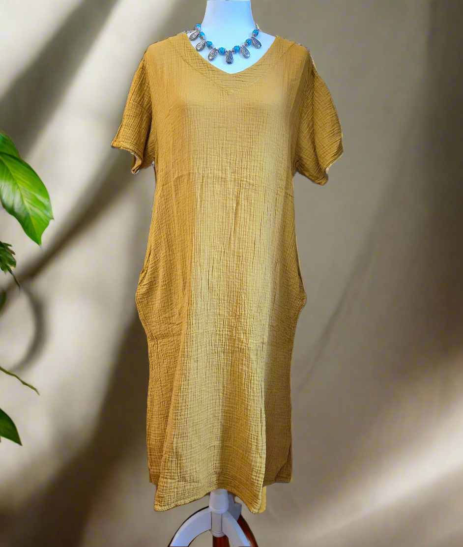 Sunlit Sienna Cotton Linen Dress