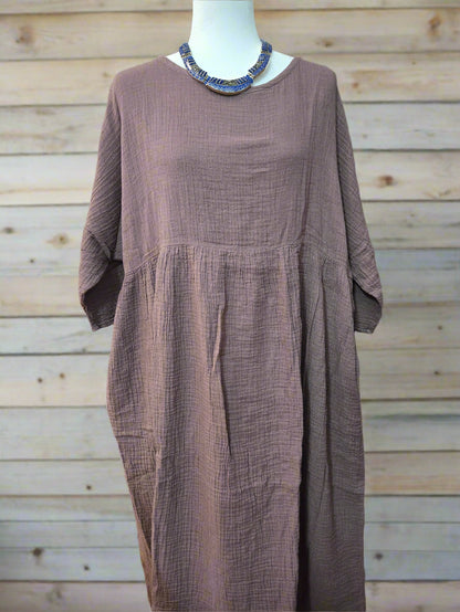 Misty Mauve Cotton Linen Dress