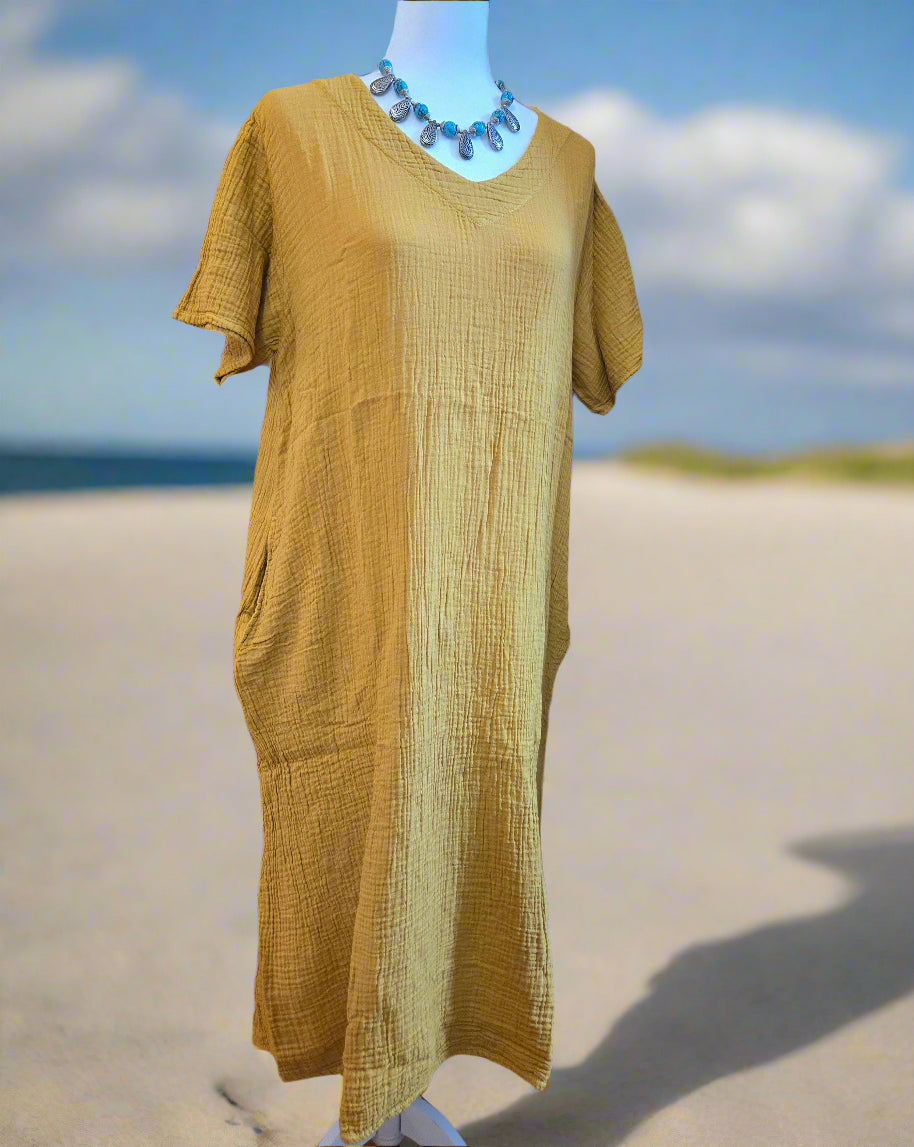 Sunlit Sienna Cotton Linen Dress