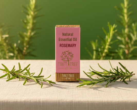 Rosemary essential oil in its printed Tibet Tree of Life box, 10ml