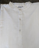 White Cotton Classic Shirt, Tunic, Kurta, Blouse, Band collar for woman or man, Unisex with inner side pocket
