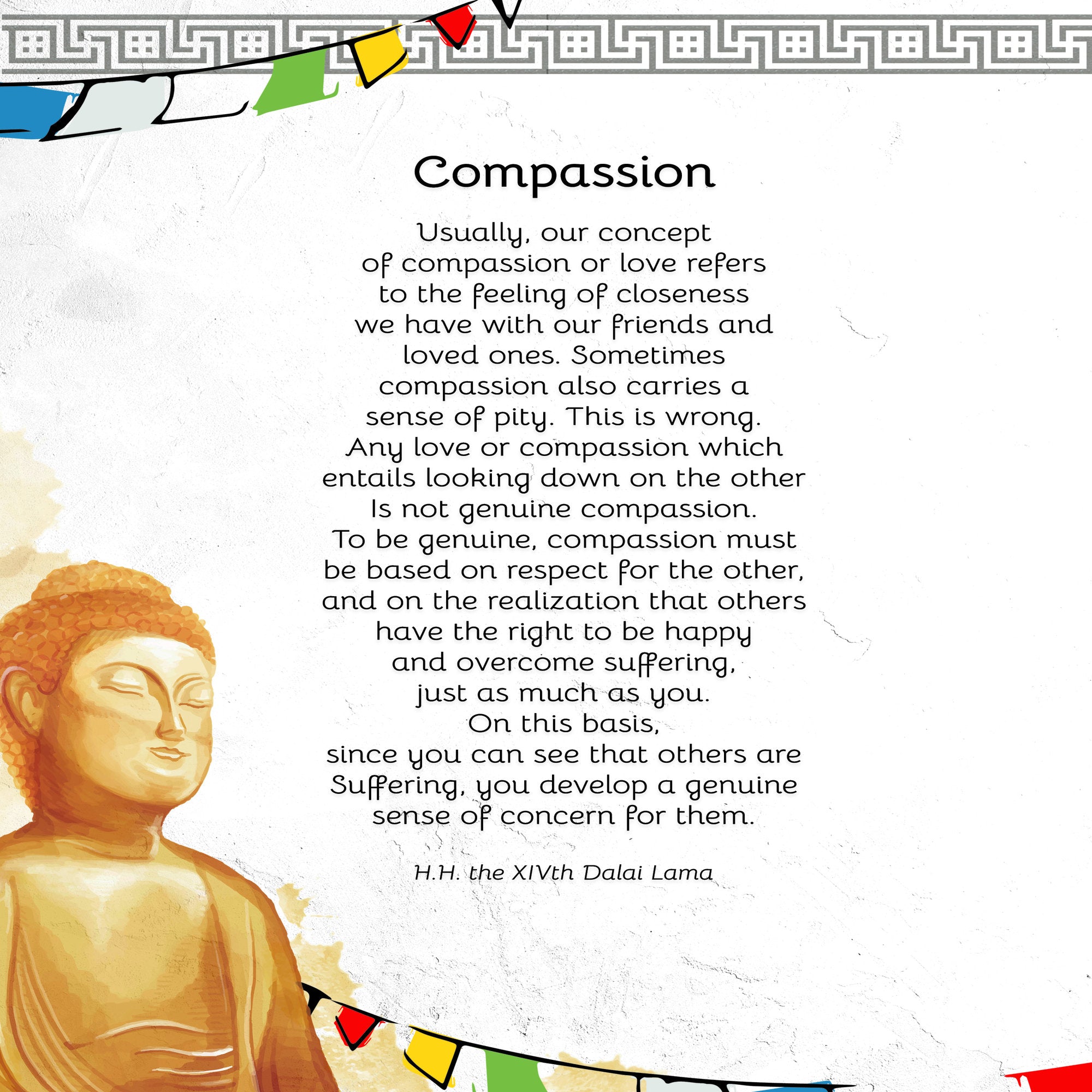 Quotes Prints for Cards, Wall art, Posters. Wisdom quotes by HH the Dalai Lama &quot;Compassion&quot; for instant download