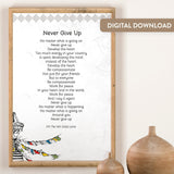 Quotes Prints for Cards, Wall art, Posters. Wisdom quotes by HH the Dalai Lama &quot;Never Give Up&quot; for instant download