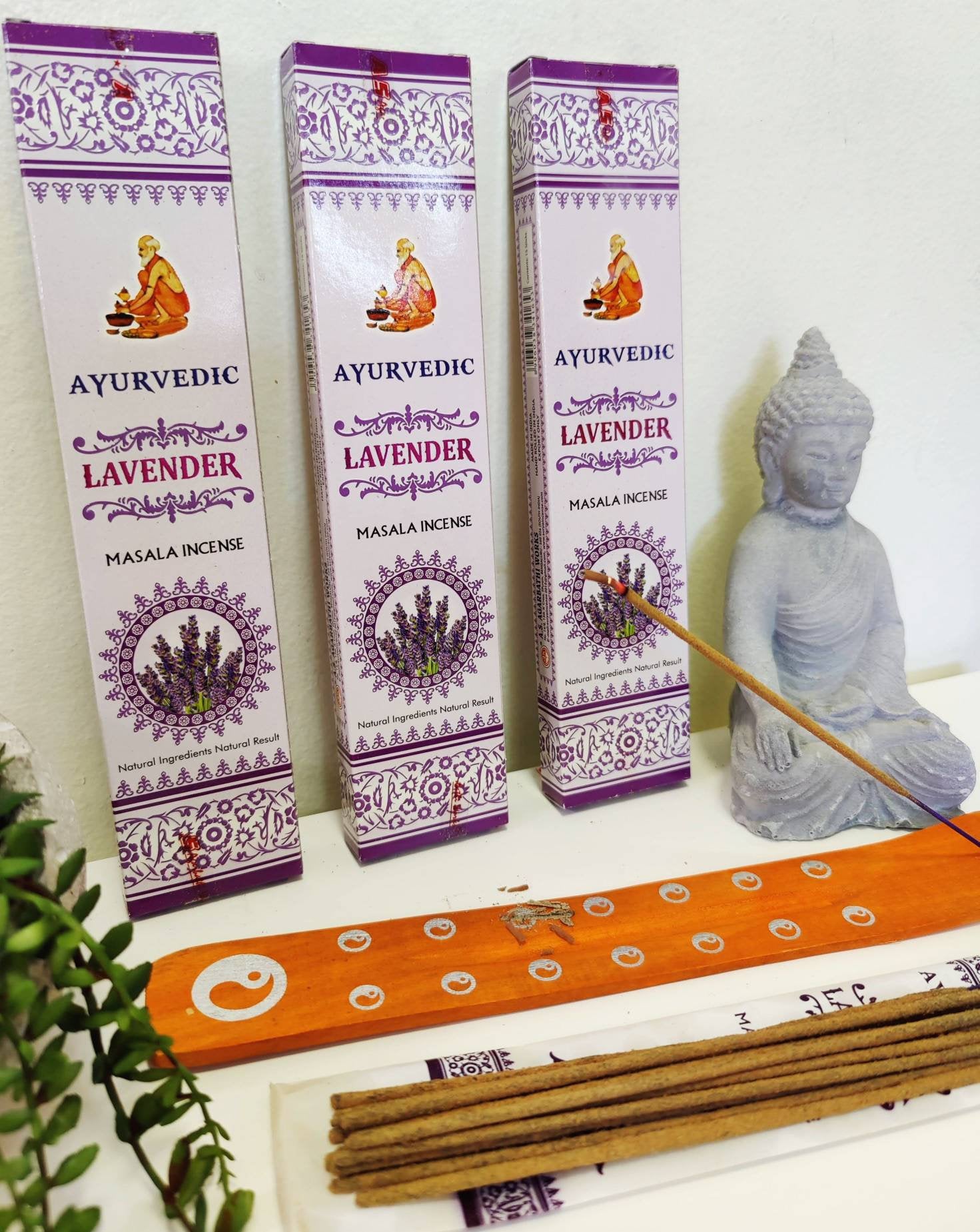 Lavender Incense Sticks. 3 Pack with Incense Stick Holder as Fragrance, for Healing & Anxiety.