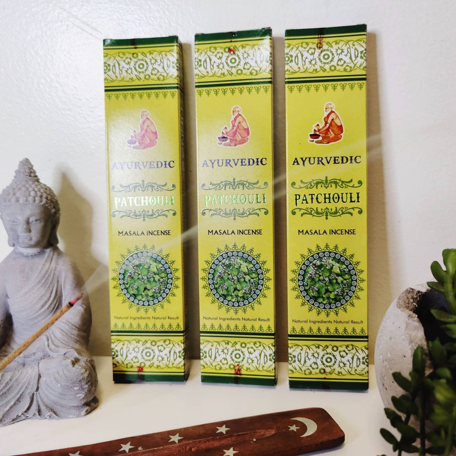 Patchouli Incense Sticks. 3 Pack with Incense Stick Holder for Self Care, Meditation & as Fragrance.